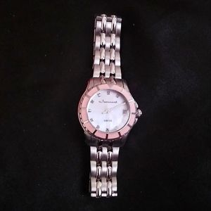Jeanneret rare pink silver time piece watch